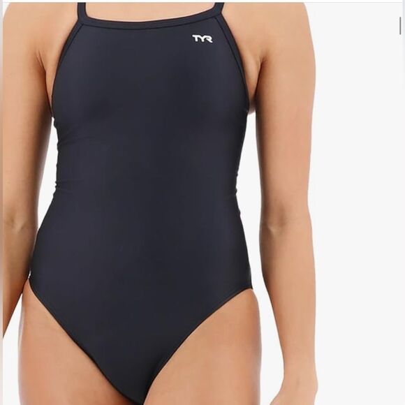 TYR Women's  Solid Diamondback Swimsuit, Black, Size 40 (1X) NWT - Picture 1 of 8